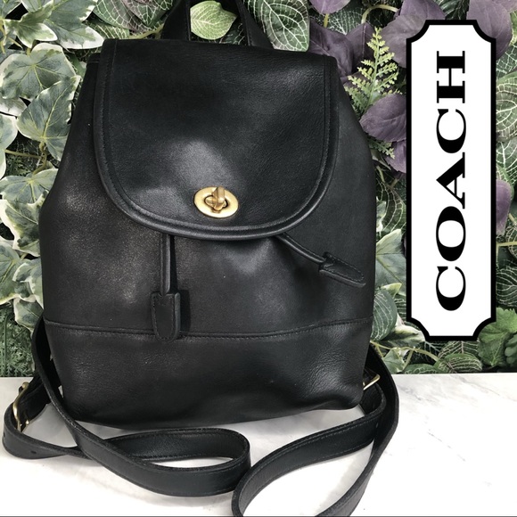 Coach Handbags - Vintage Coach Mini Backpack Black Leather Bag 90’s